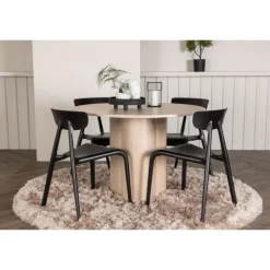 Olivia Rund Spisebordssæt - Sort og Hvid