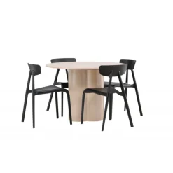 Olivia Rund Spisebordssæt - Sort og Hvid