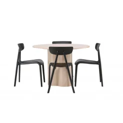 Olivia Rund Spisebordssæt - Sort og Hvid