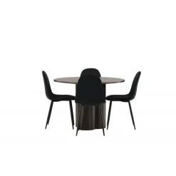 Olivia Rund Spisebordssæt - Sort og Mocca