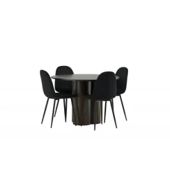 Olivia Rund Spisebordssæt - Sort og Mocca