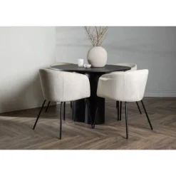 Olivia Rund Spisebordssæt - Beige og Sort