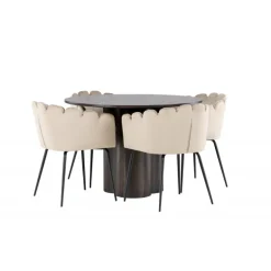 Olivia Rund Spisebordssæt - Beige og Mocca