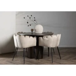 Olivia Rund Spisebordssæt - Beige og Mocca