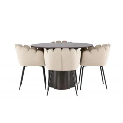 Olivia Rund Spisebordssæt - Beige og Mocca