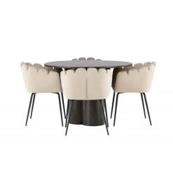 Olivia Rund Spisebordssæt - Beige og Mocca