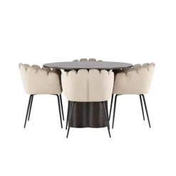 Olivia Rund Spisebordssæt - Beige og Mocca