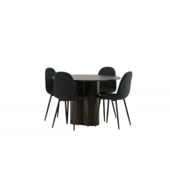 Olivia Rund Spisebordssæt - Sort og Mocca