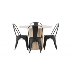 Olivia Rund Spisebordssæt - Sort og Hvid