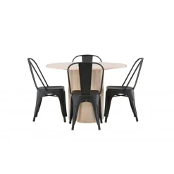 Olivia Rund Spisebordssæt - Sort og Hvid