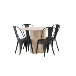 Olivia Rund Spisebordssæt - Sort og Hvid