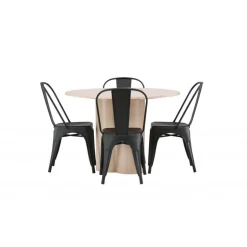 Olivia Rund Spisebordssæt - Sort og Hvid