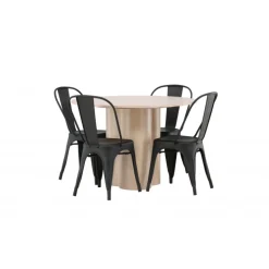 Olivia Rund Spisebordssæt - Sort og Hvid