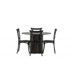 Olivia Rund Spisebordssæt - Sort og Mocca