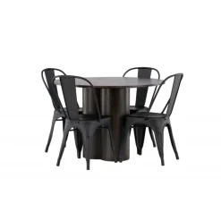 Olivia Rund Spisebordssæt - Sort og Mocca