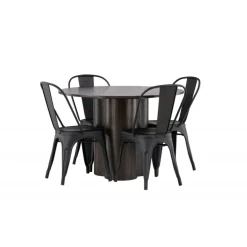 Olivia Rund Spisebordssæt - Sort og Mocca