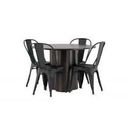 Olivia Rund Spisebordssæt - Sort og Mocca