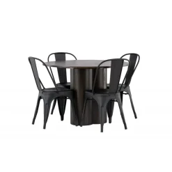 Olivia Rund Spisebordssæt - Sort og Mocca