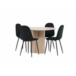 Olivia Rund Spisebordssæt - Sort og Hvid