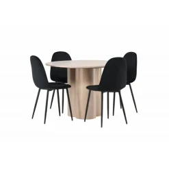 Olivia Rund Spisebordssæt - Sort og Hvid