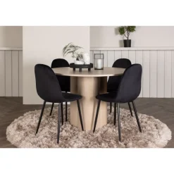 Olivia Rund Spisebordssæt - Sort og Hvid