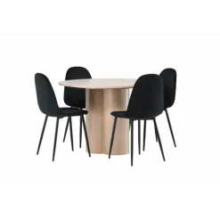 Olivia Rund Spisebordssæt - Sort og Hvid