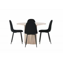 Olivia Rund Spisebordssæt - Sort og Hvid