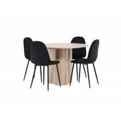 Olivia Rund Spisebordssæt - Sort og Hvid