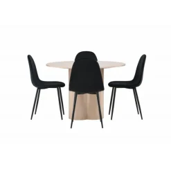 Olivia Rund Spisebordssæt - Sort og Hvid