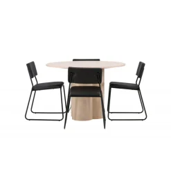 Olivia Rund Spisebordssæt - Sort og Hvid