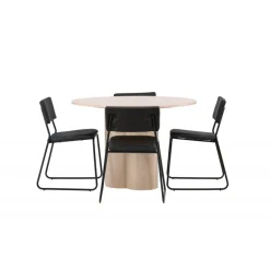 Olivia Rund Spisebordssæt - Sort og Hvid