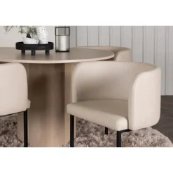 Olivia Rund Spisebordssæt - Beige og Hvid