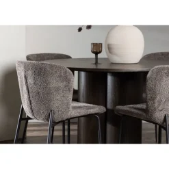 Olivia Rund Spisebordssæt - Mørkegrå og Mocca