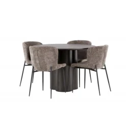 Olivia Rund Spisebordssæt - Mørkegrå og Mocca