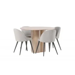 Olivia Rund Spisebordssæt - Grå og Hvid