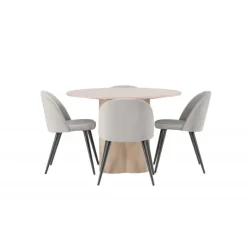 Olivia Rund Spisebordssæt - Grå og Hvid