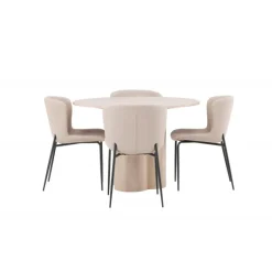 Olivia Rund Spisebordssæt - Mørkegrå og Hvid