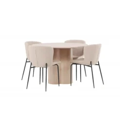 Olivia Rund Spisebordssæt - Mørkegrå og Hvid