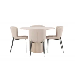 Olivia Rund Spisebordssæt - Mørkegrå og Hvid