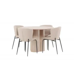 Olivia Rund Spisebordssæt - Mørkegrå og Hvid