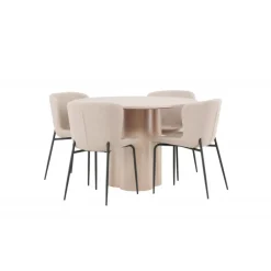 Olivia Rund Spisebordssæt - Mørkegrå og Hvid