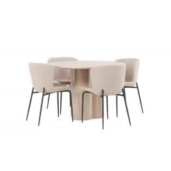 Olivia Rund Spisebordssæt - Mørkegrå og Hvid