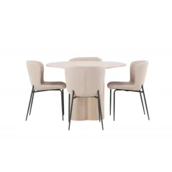 Olivia Rund Spisebordssæt - Mørkegrå og Hvid