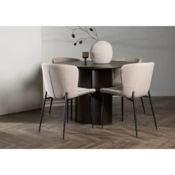 Olivia Rund Spisebordssæt - Beige og Mocca