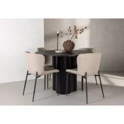 Olivia Rund Spisebordssæt - Sort og Mørkegrå