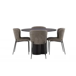 Olivia Rund Spisebordssæt - Beige og Sort