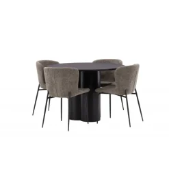 Olivia Rund Spisebordssæt - Beige og Sort