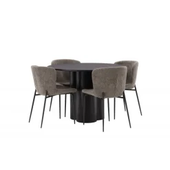 Olivia Rund Spisebordssæt - Beige og Sort