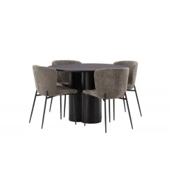 Olivia Rund Spisebordssæt - Beige og Sort