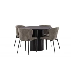 Olivia Rund Spisebordssæt - Beige og Sort